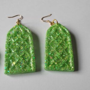 Lime Lite Glitter Stained Glass Window Earrings